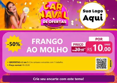 Modelo de Cartaz para Cartaz A4 Horizontal com o tema Carnaval de Ofertas para Restaurante