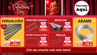 Modelo de TV para TV Horizontal com o tema Valentine's Day para Ferragens