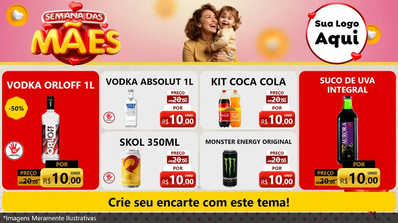 Modelo de TV para TV Horizontal com o tema Semana das Mães para Distribuidora de bebidas