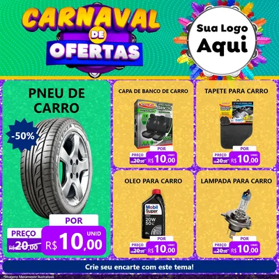 Modelo de Rede Social para Feed Facebook com o tema Carnaval de Ofertas para Auto peças