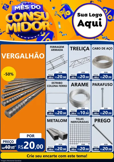 Modelo de Encarte para Encarte A4 Vertical com o tema Mês do Consumidor para Ferragens