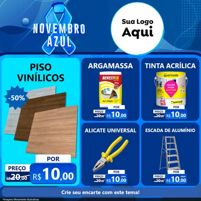Modelo de Rede Social para Feed Facebook com o tema Novembro Azul para Material para Construção