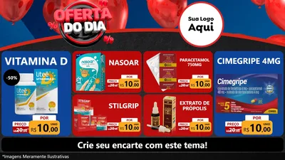 Modelo de TV para TV Horizontal com o tema Oferta do Dia para Farmácia
