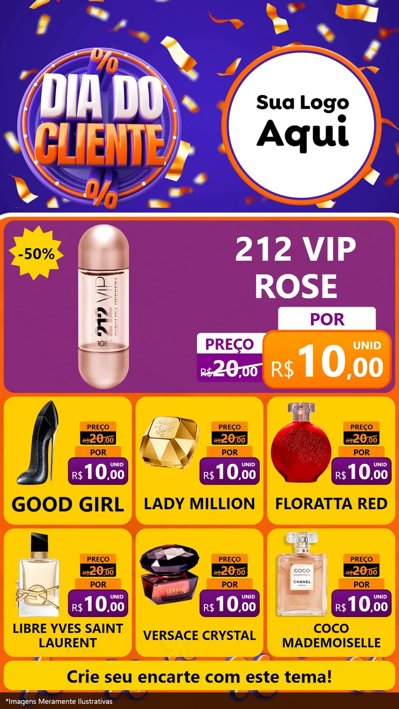 Modelo de Rede Social para Stories com o tema Dia do Cliente para Perfumes
