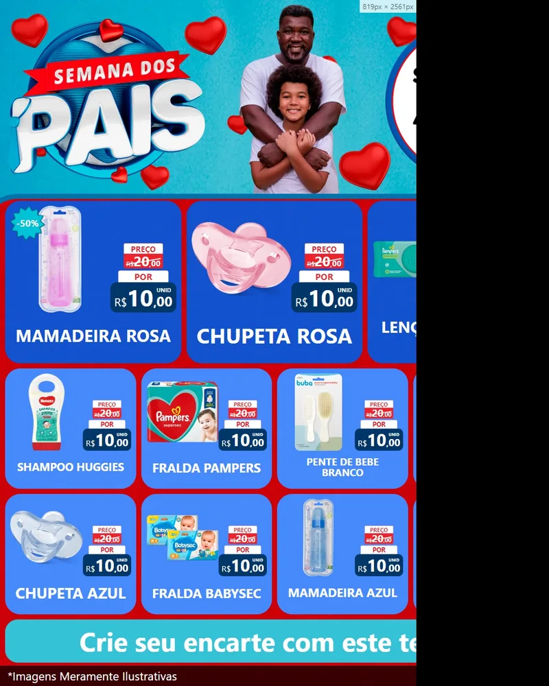 Modelo de Rede Social para Feed Instagram com o tema Semana Dos Pais para Bebês