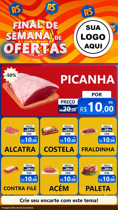 Modelo de Rede Social para Stories com o tema Final de Semana de Ofertas para Açougue