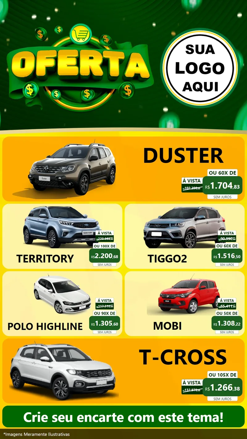 Modelo de TV para TV Vertical com o tema Oferta para Concessionaria de Carros
