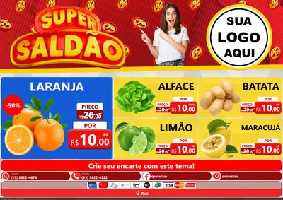 Modelo de Encarte para Encarte A4 Horizontal com o tema Super Saldão para Hortifrúti