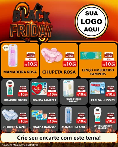 Modelo de Rede Social para Feed Instagram com o tema Black Friday para Bebês