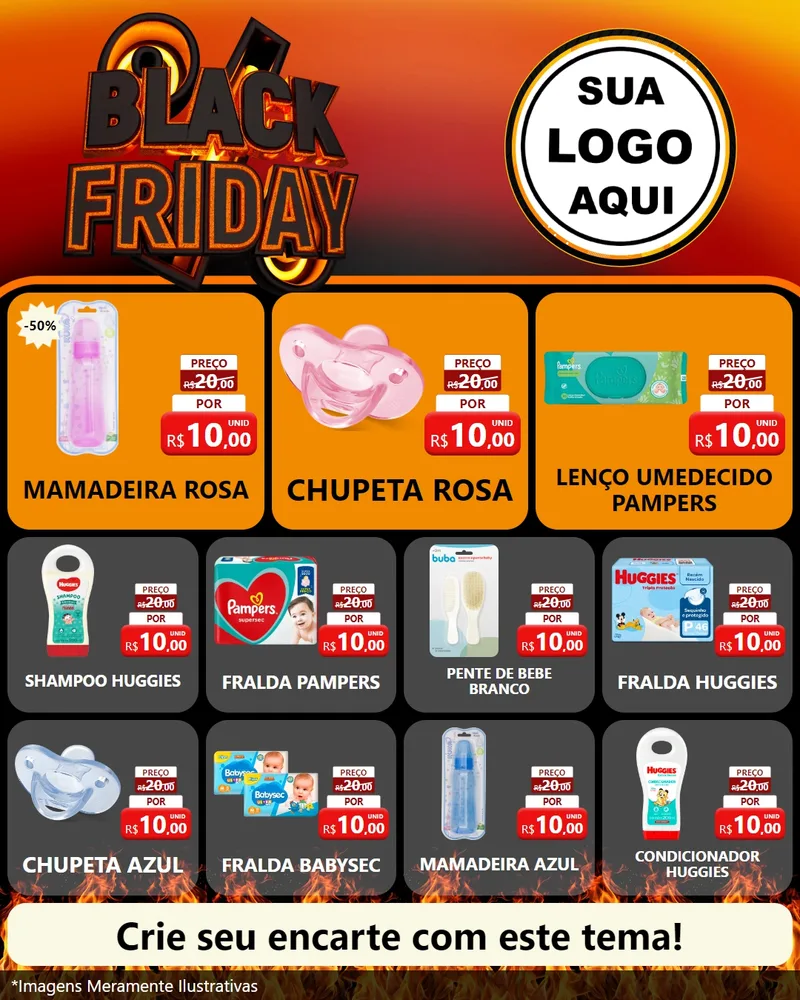 Modelo de Rede Social para Feed Instagram com o tema Black Friday para Bebês