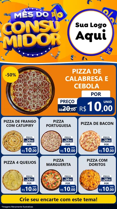 Modelo de Rede Social para Stories com o tema Mês do Consumidor para Pizzaria