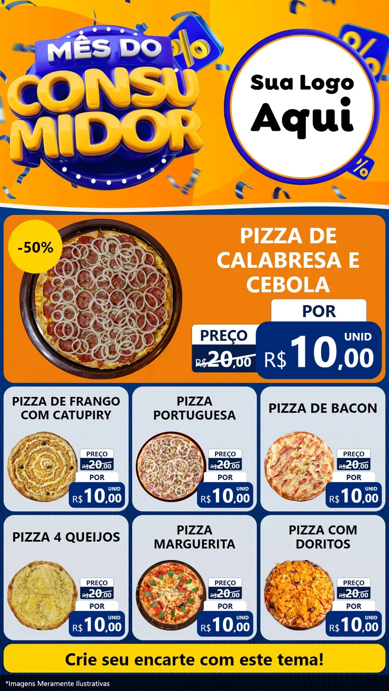 Modelo de Rede Social para Stories com o tema Mês do Consumidor para Pizzaria