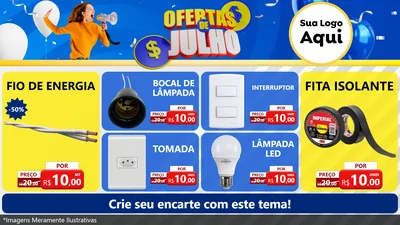 Modelo de TV para TV Horizontal com o tema Ofertas de Julho para Materiais Elétricos