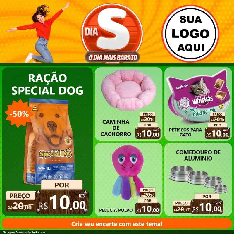 Modelo de Rede Social para Feed Facebook com o tema Dia S - O Dia Mais Barato para Pet Shop