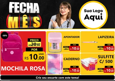 Modelo de Encarte para Encarte A4 Horizontal com o tema Fecha Mês para Papelaria