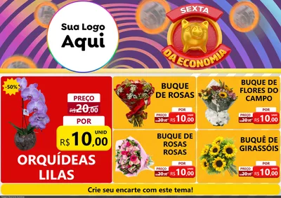 Modelo de Encarte para Encarte A4 Horizontal com o tema Sexta da Economia para Floricultura e jardim