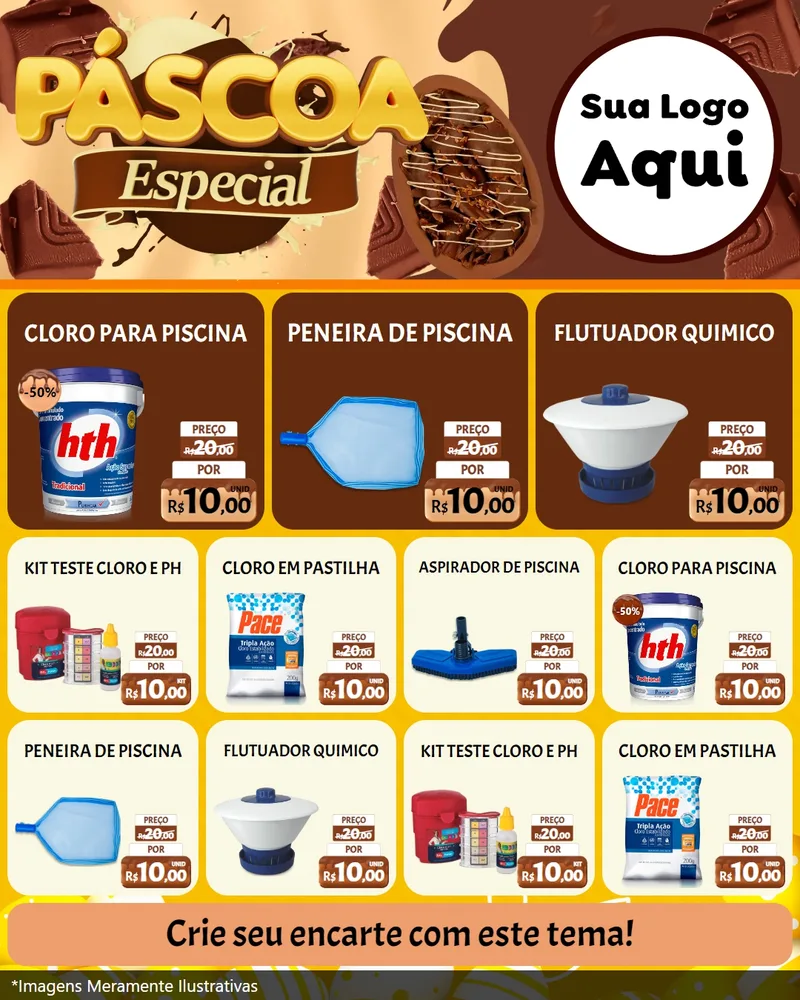 Modelo de Rede Social para Feed Instagram com o tema Páscoa Especial para Produtos para Piscina