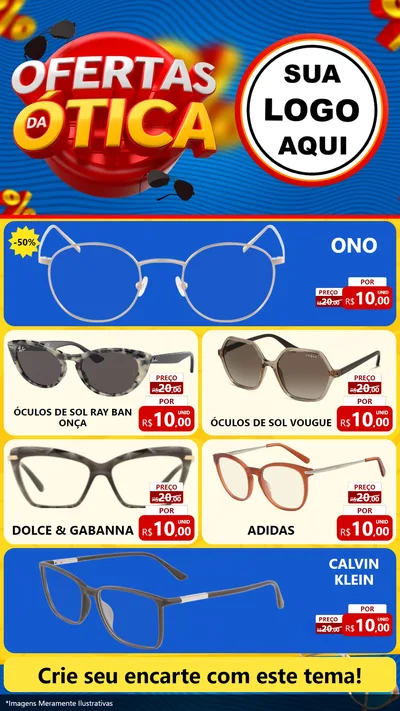 Modelo de TV para TV Vertical com o tema Ofertas da Ótica para Óticas
