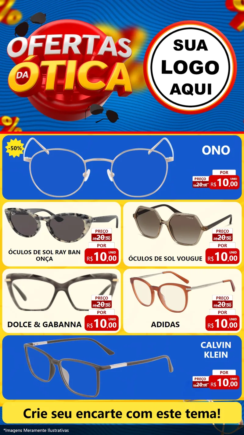 Modelo de TV para TV Vertical com o tema Ofertas da Ótica para Óticas