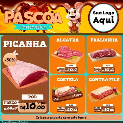 Modelo de Rede Social para Feed Facebook com o tema Páscoa Fantástica para Açougue