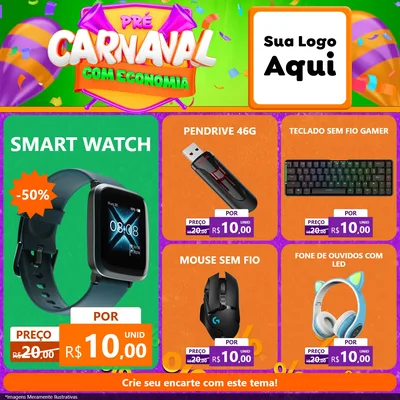 Modelo de Rede Social para Feed Facebook com o tema Pré-Carnaval Com Economia para Informática