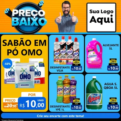 Modelo de Rede Social para Feed Facebook com o tema Preço Baixo para Produtos de Limpeza