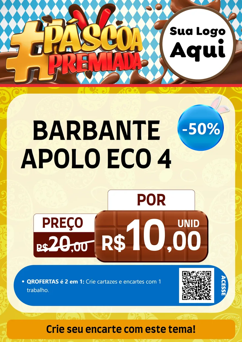 Modelo de Cartaz para Cartaz A4 Vertical com o tema Páscoa Premiada para Armarinho e Aviamentos