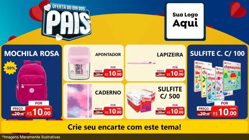 Modelo de TV para TV Horizontal com o tema Oferta Do Dia Dos Pais para Papelaria