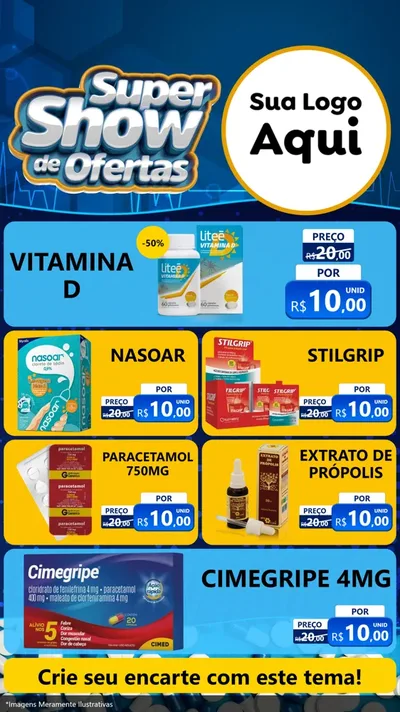 Modelo de TV para TV Vertical com o tema Super Show de Ofertas - Farmácia para Farmácia
