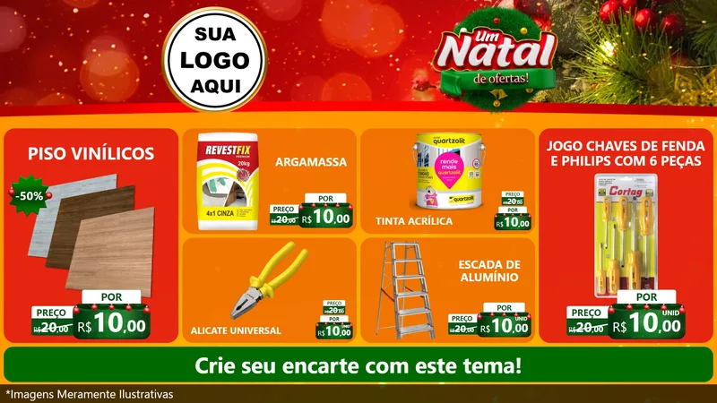 Modelo de TV para TV Horizontal com o tema Um Natal de Ofertas para Material para Construção
