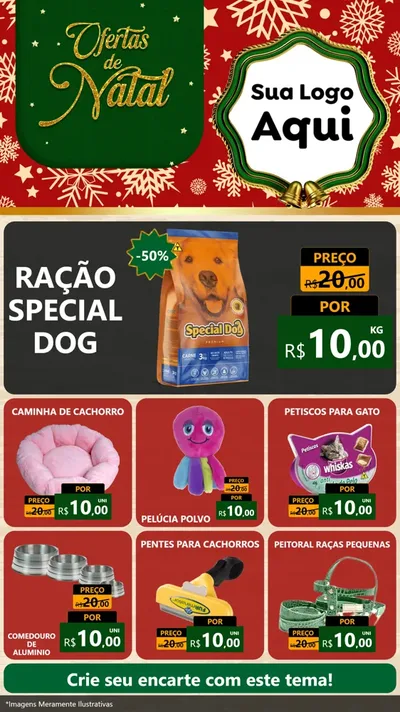 Modelo de Rede Social para Stories com o tema Natal de Ofertas para Pet Shop