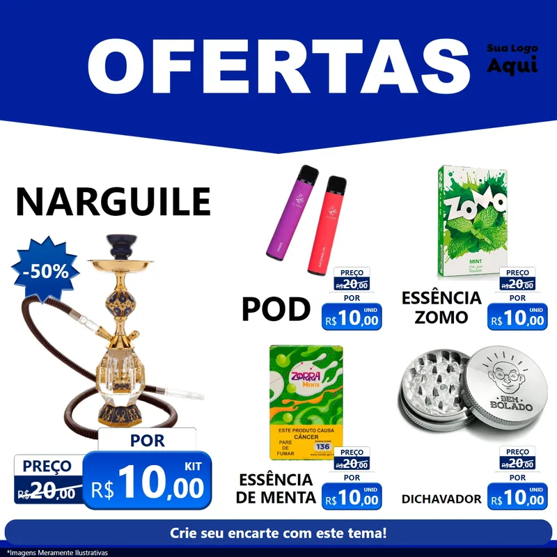 Modelo de Rede Social para Feed Facebook com o tema Ofertas Azul Cartaz para Tabacaria