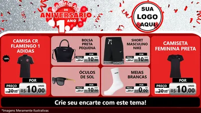 Modelo de TV para TV Horizontal com o tema Promoção de Aniversário - 1 Ano para Roupas e acessórios