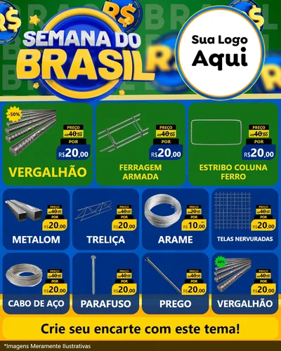 Modelo de Rede Social para Feed Instagram com o tema Semana Do Brasil para Ferragens