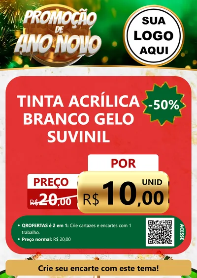 Modelo de Cartaz para Cartaz A4 Vertical com o tema Promoção de Ano Novo para Tintas e Ferramentas
