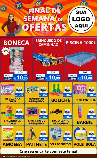Modelo de Encarte para Encarte Grande com o tema Final de Semana de Ofertas para Brinquedos