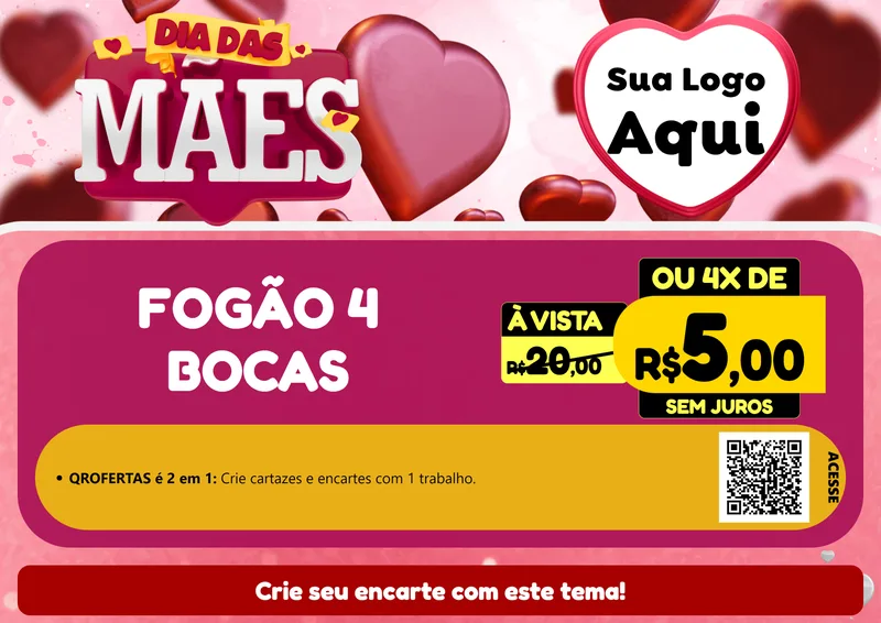 Modelo de Cartaz para Cartaz A4 Horizontal com o tema Dia Das Mães para Móveis e Eletro