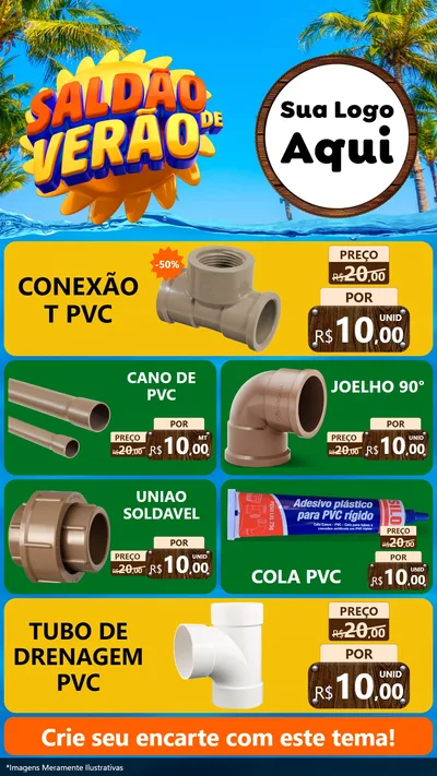 Modelo de TV para TV Vertical com o tema Saldão de Verão para Tubos e conexões