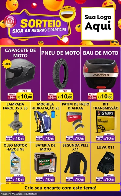 Modelo de Encarte para Encarte Grande com o tema Sorteio para Moto peças
