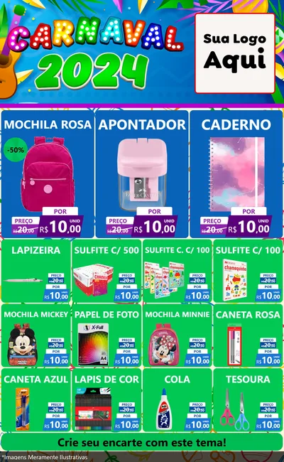 Modelo de Encarte para Encarte Grande com o tema Carnaval 2027 para Papelaria