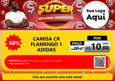 Modelo de Cartaz para Cartaz A4 Horizontal com o tema Super Segunda Imperdível para Roupas e acessórios