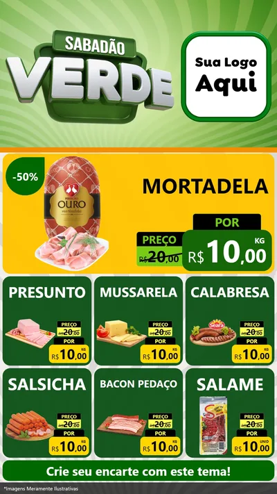 Modelo de Rede Social para Stories com o tema Sabadão Verde para Frios e Laticínios