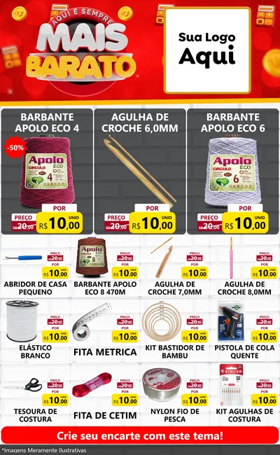Modelo de Encarte para Encarte Grande com o tema Mais Barato para Armarinho e Aviamentos