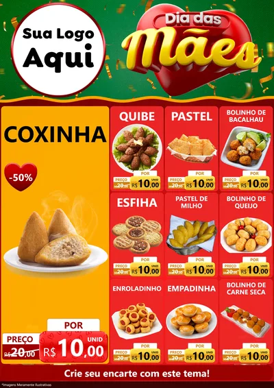 Modelo de Encarte para Encarte A4 Vertical com o tema Dia das Mães para Salgadaria