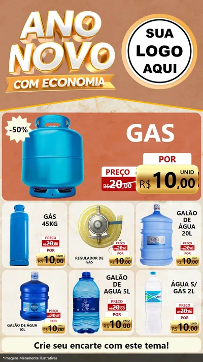 Modelo de Rede Social para Stories com o tema Ano Novo Com Economia para Água e gás