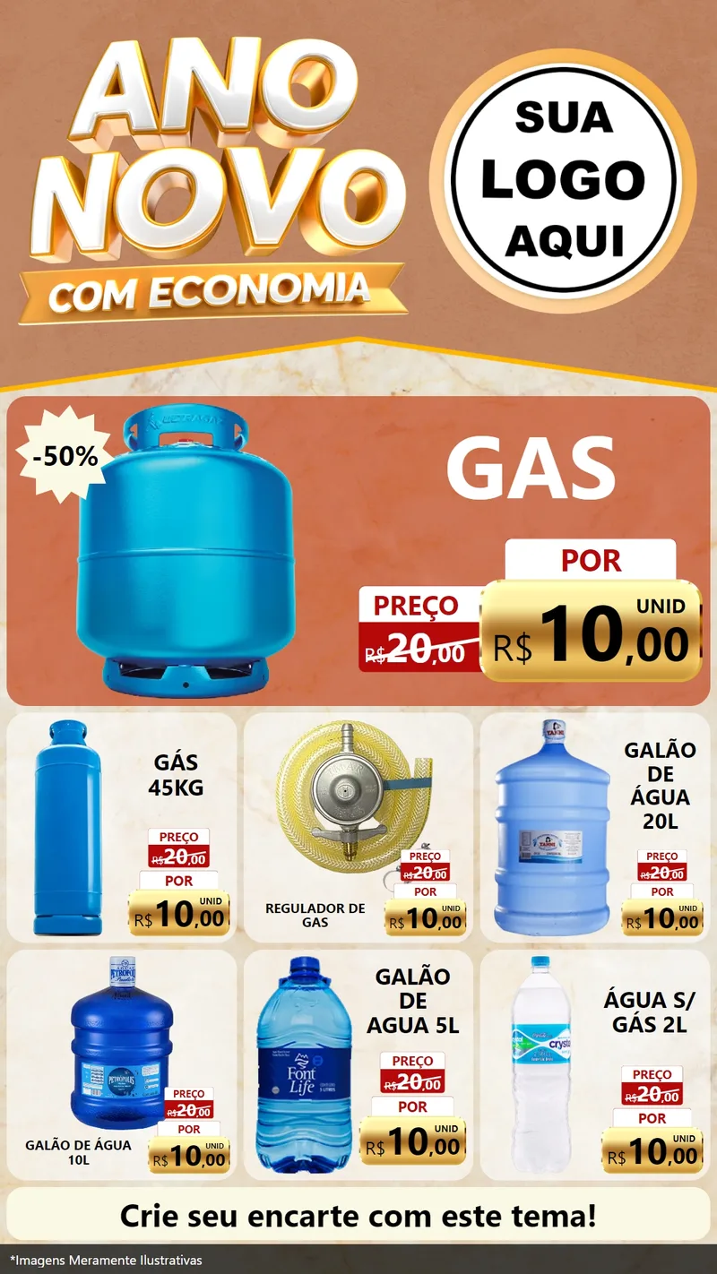 Modelo de Rede Social para Stories com o tema Ano Novo Com Economia para Água e gás