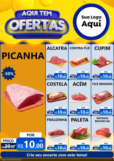 Modelo de Encarte para Encarte A4 Vertical com o tema Aqui Tem Ofertas para Açougue