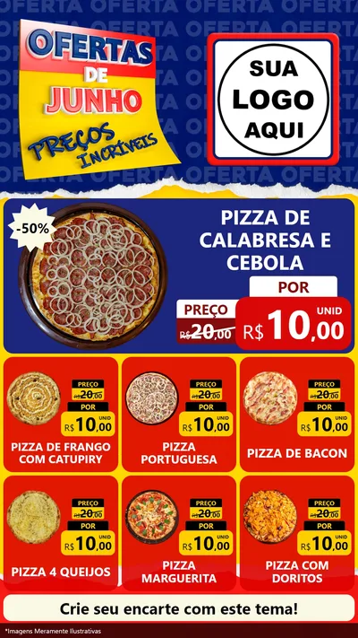 Modelo de Rede Social para Stories com o tema Ofertas de Junho - Preços Incríveis para Pizzaria