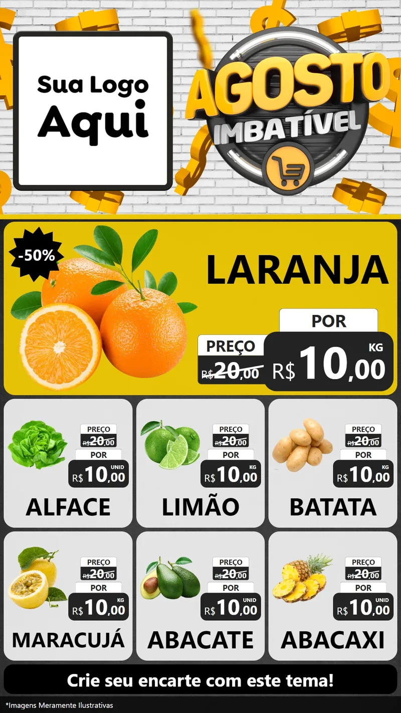 Modelo de Rede Social para Stories com o tema Agosto imbatível para Hortifrúti