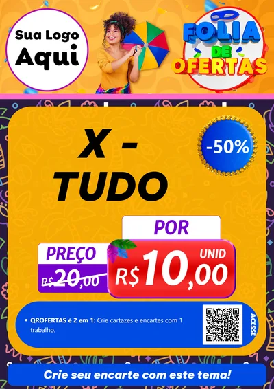 Modelo de Cartaz para Cartaz A4 Vertical com o tema Folia de Ofertas para Hamburgueria